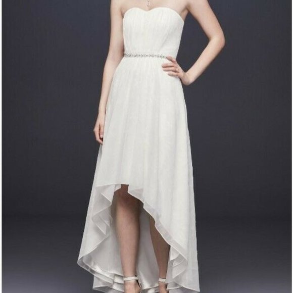 David's Bridal ivory sweetheart chiffon dress - Picture 1 of 9